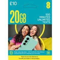 EE Pay As You Go £10 - 20GB Data, 500 Minutes, Unlimited Text EE Pay As You Go £10 - 20GB Data, 500 Minutes, Unlimited Text