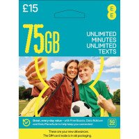 EE Pay As You Go £15 - 75GB Data, Unlimited Minutes, Unlimited Text EE Pay As You Go £15 - 75GB Data, Unlimited Minutes, Unlimited Text