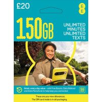 EE Pay As You Go £20 - 150GB Data, Unlimited Minutes, Unlimited Text EE Pay As You Go £20 - 150GB Data, Unlimited Minutes, Unlimited Text