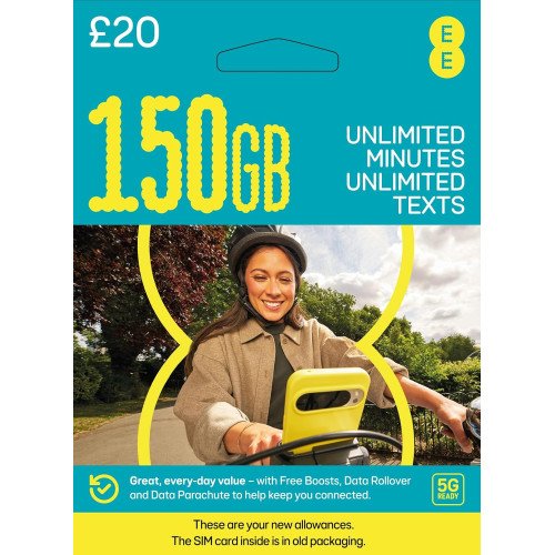 EE Pay As You Go £20 - 150GB Data, Unlimited Minutes, Unlimited Text EE Pay As You Go £20 - 150GB Data, Unlimited Minutes, Unlimited Text