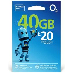 O2 Pay As You Go £20 - 40GB Data, Unlimited Minutes, Unlimited Text O2 Pay As You Go £20 - 40GB Data, Unlimited Minutes, Unlimited Text