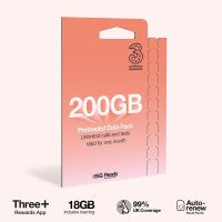 Three Pay As You Go £20 - 200GB Data, Unlimited Minutes, Unlimited Text Three Pay As You Go £20 - 200GB Data, Unlimited Minutes, Unlimited Text