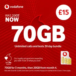 Vodafone £15 Pay As You Go - Free